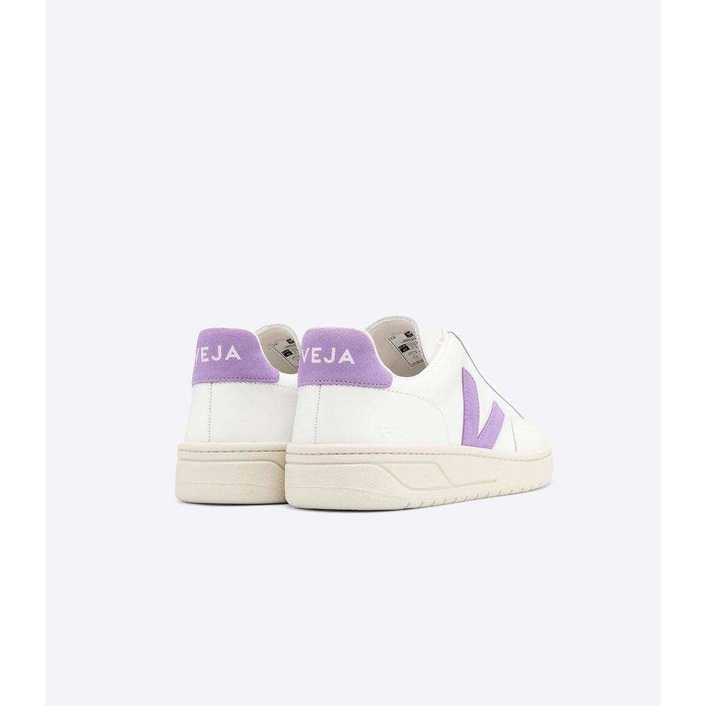 Women's Veja V-12 LEATHER Sneakers White/Purple | SG 677SGL